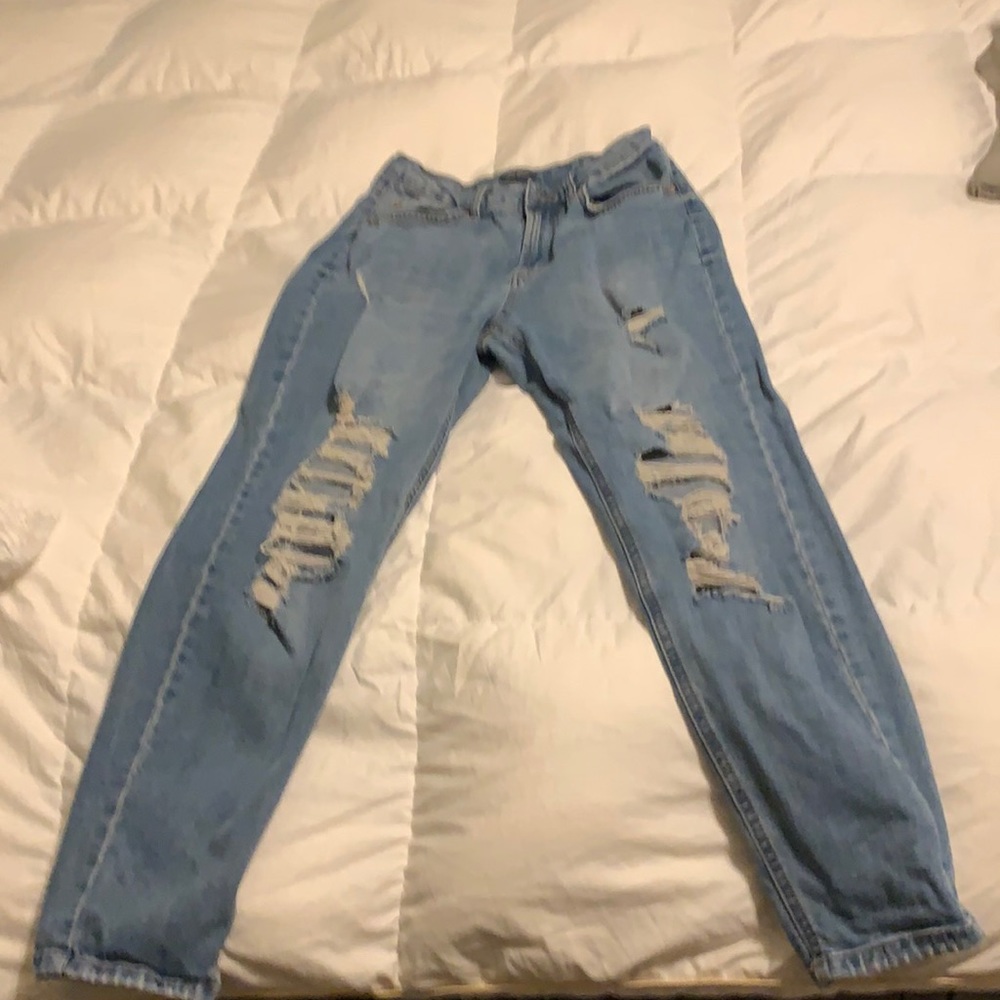 high waisted ripped jeans